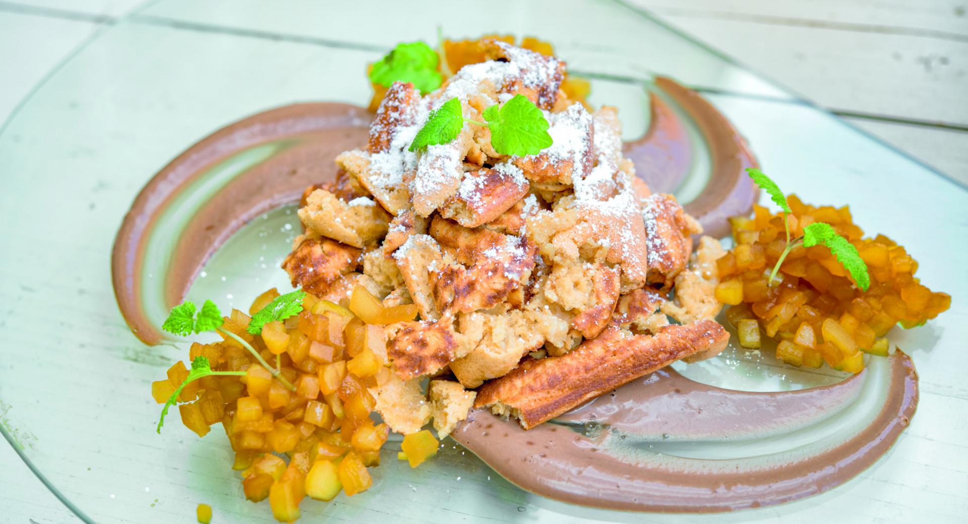 Spiced “Kaiserschmarrn” (shredded pancake) with apple & pear chutney