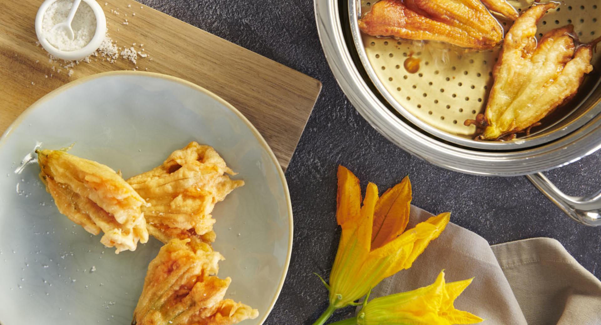 Deep-fried zucchini flowers