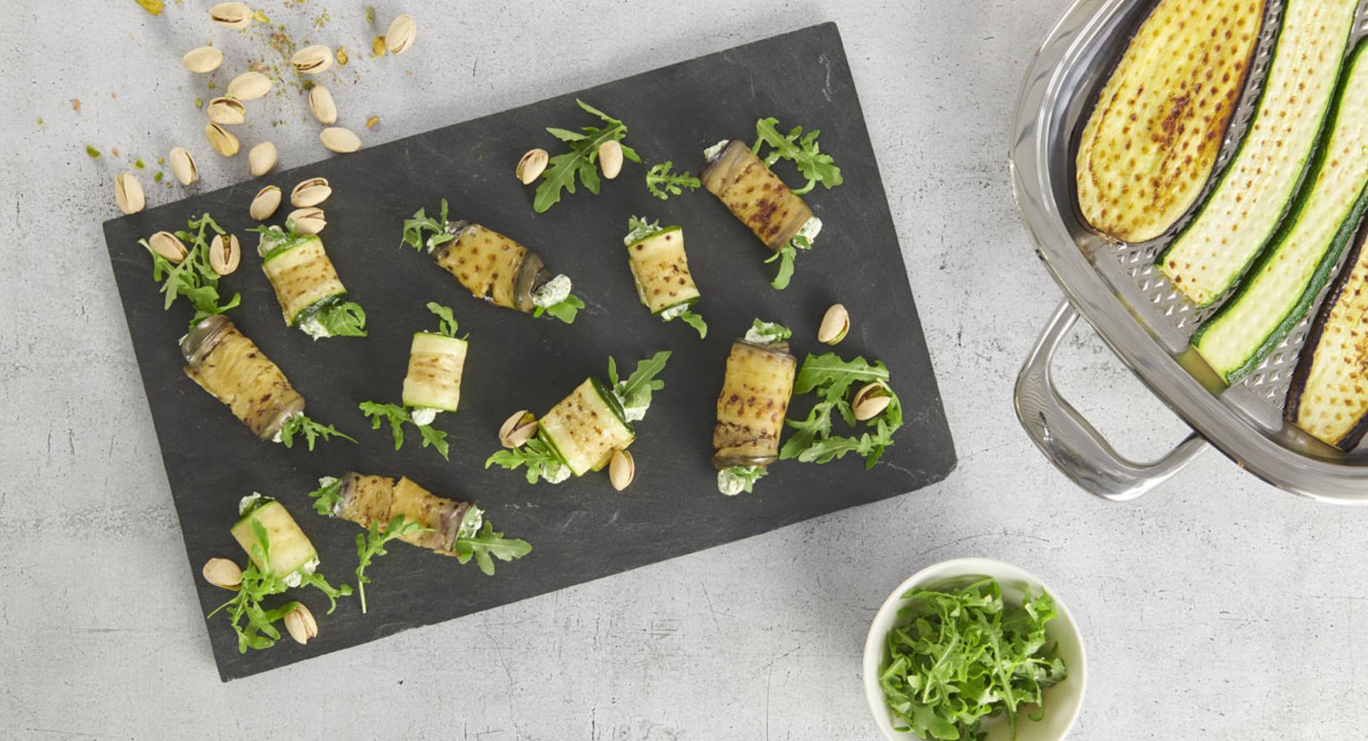 Eggplant and zucchini rolls with ricotta