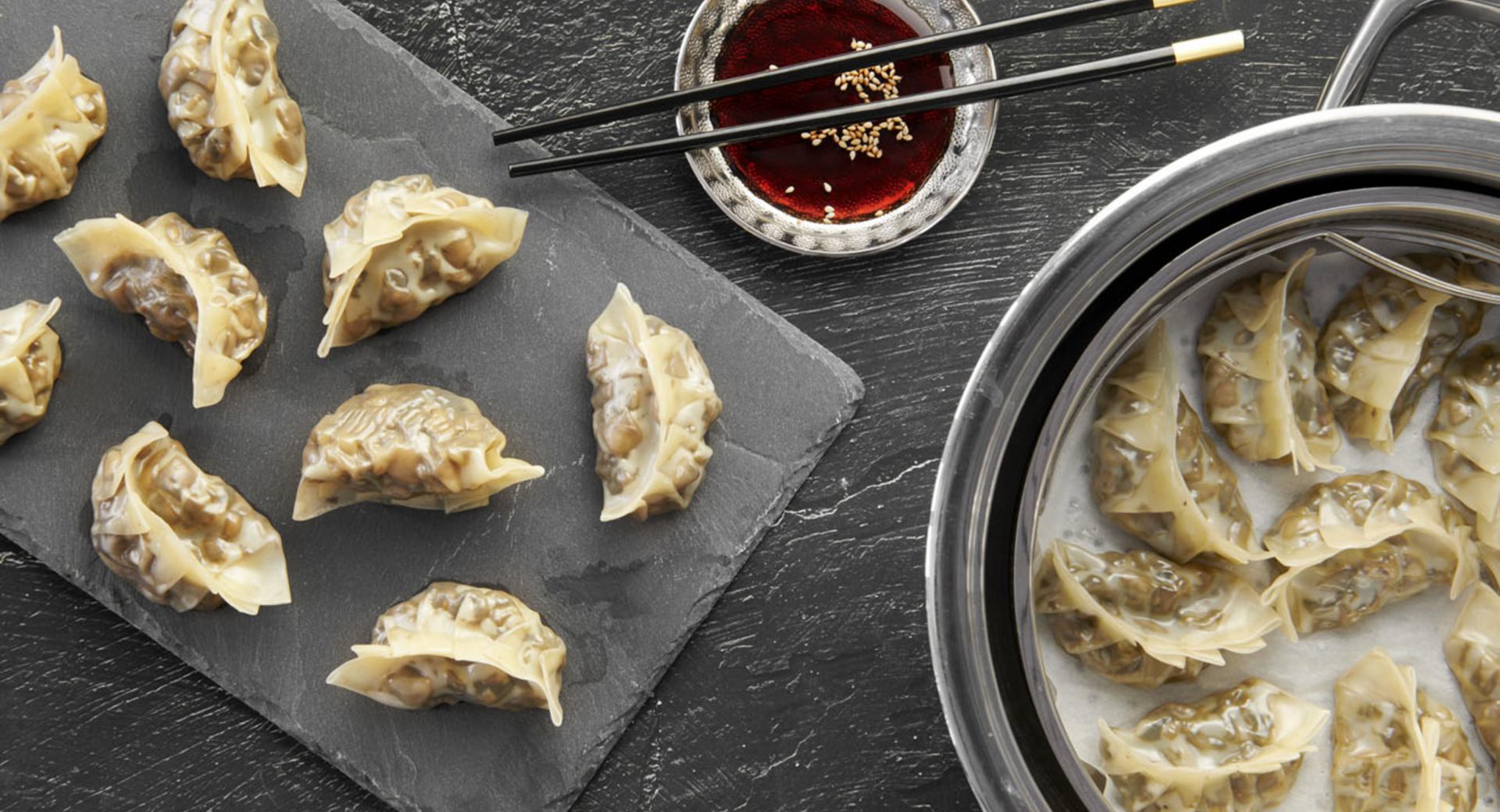 Gyoza with mushroom filling