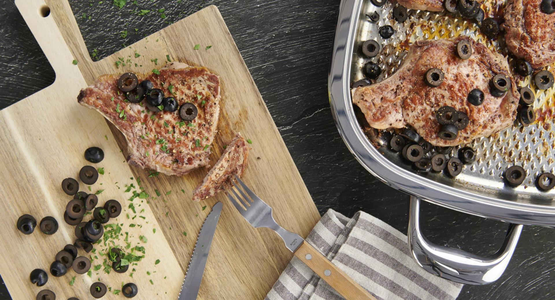 Veal cutlet with olives