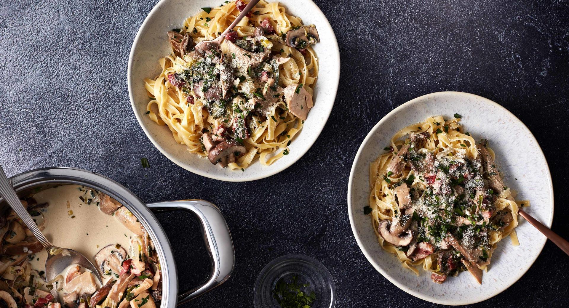 Tagliatelle with mushroom ragout