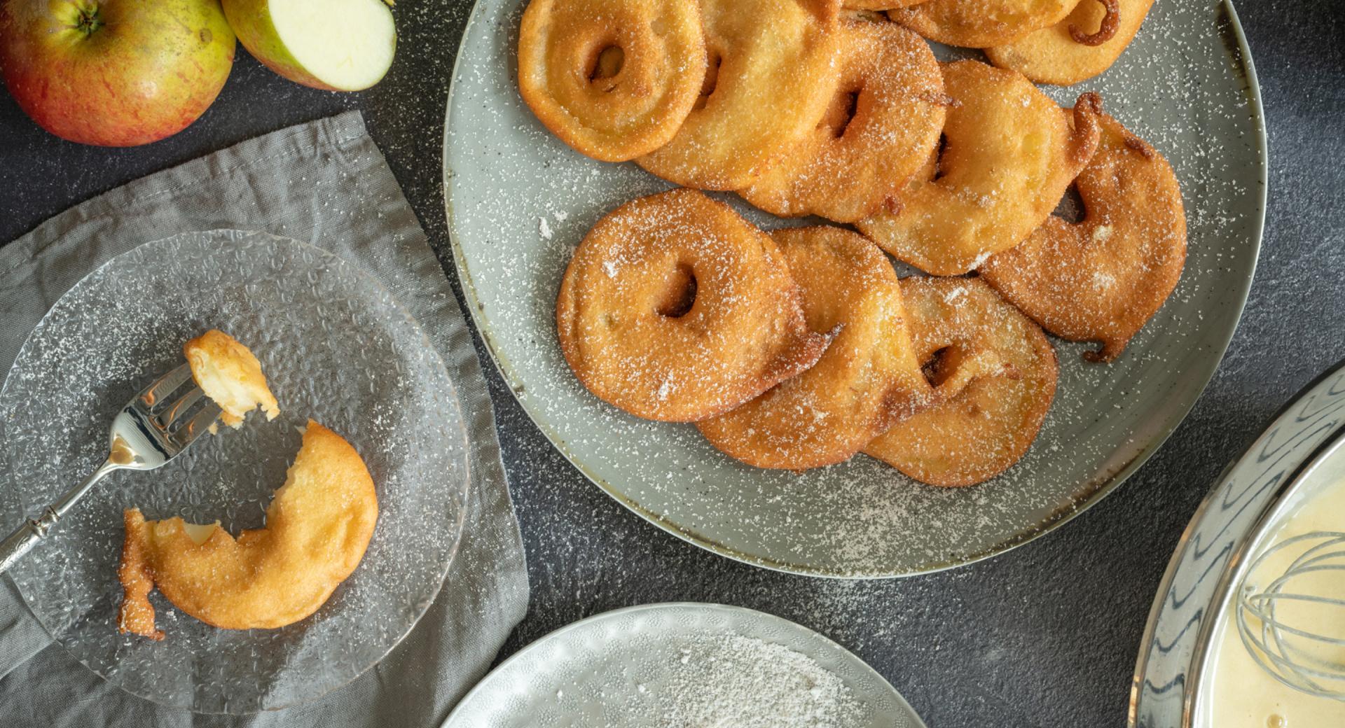 Deep-fried apple fritters