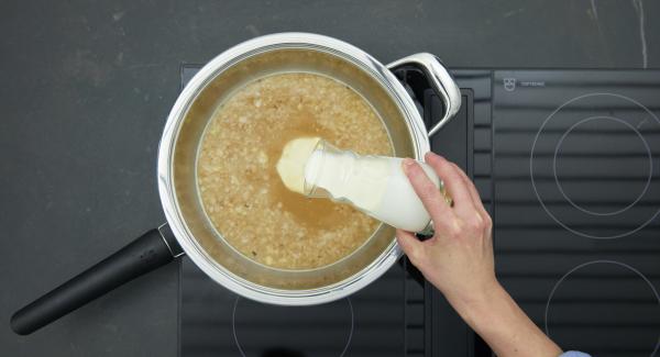 Knead the flour and butter together. Stir in the flour butter first, then the cream. Simmer for two minutes.