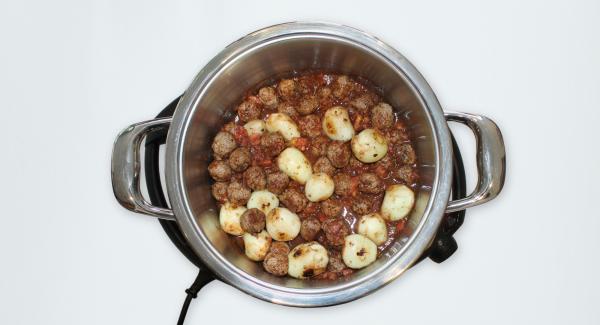 Add half a teaspoon of salt, the remaining cinnamon and black pepper. Stir slightly, add tomato puree, tomato paste, vinegar, 1 tbs spoon of olive oil, sumac, oregano. Mix well.