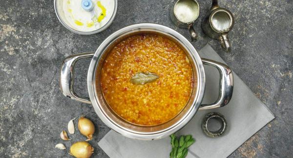 Red lentil soup with mint yoghurt 