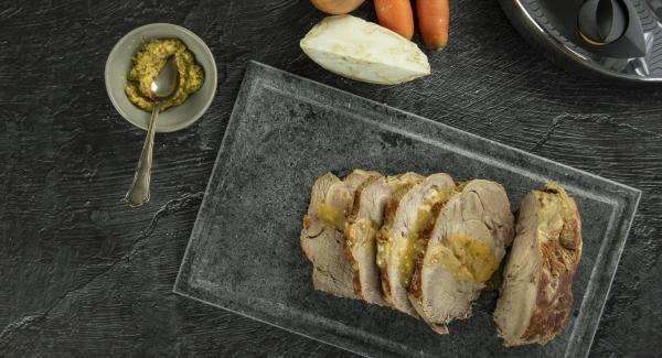 Roast pork with mustard sauce