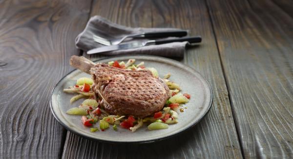 Cutlet with fennel and tomato salsa