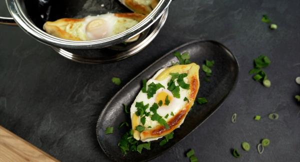 Georgian cheese bread with egg (Khachapuri)