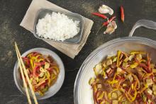 Asian vegetables with tofu and rice